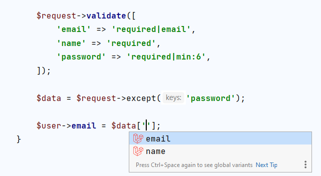 Request array fields